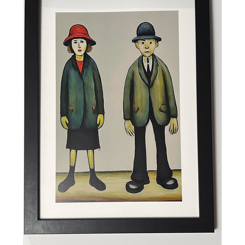 Greetingles Lowry-Style 12"/31cm Square Framed Print. Beautiful Black Ash Frame