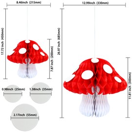 Gyufise 3 Pack Mushroom Shaped Honeycomb Paper Lanterns Mushroom Party Decorations Mushroom Honeycomb Balls Decorations Centerpieces for Birthday Party Garden Room Decor