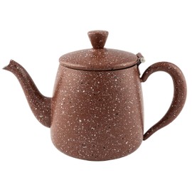 Café Olé PT-048RG Premium 48oz 1.35L Teapot Made of High-Quality Stainless Steel - Red Granite, Drip-Free Spout, Hollow Handles & Hinged Lid, 1.35 Litres