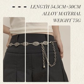 CATOR Verstellbarer Kettengürtel für Damen aus Metall, Western-Cowboy-Gürtel, goldener Western-Cowboy-Gürtel, passend zu Kleid, Jeans, Pullover, modisch passend