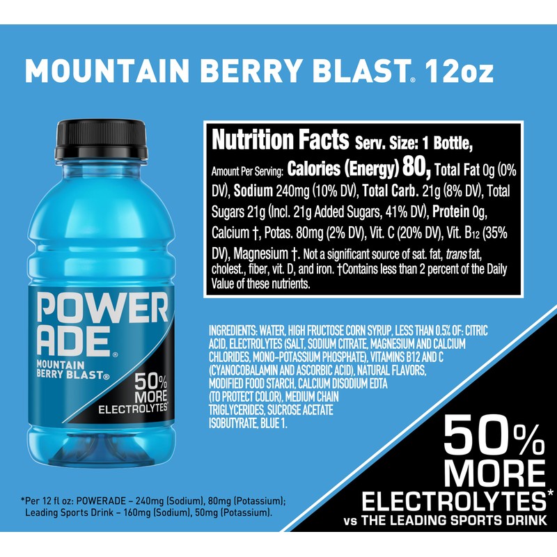 POWERADE Sports Drink Mountain Berry Blast, 12 Ounce (Pack of