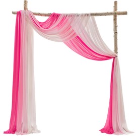 TINGE TIME 3 Panels Wedding Arch Draping Fabric, 30" x 20ft Hot Pink Chiffon Fabric Drapery Sheer Backdrop Curtain for Wedding Ceremony Party Decoration,Wedding Arch Drapes for Wedding Ceremony
