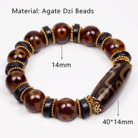 Cosaike Feng Shui Bracelet Agate Crystal Stone Bracelet Tibetan Dzi Beads Bracelet Prayer Mala Beads Good Luck Bracelet Talisman Natural Gemstone Bracelet Reiki Crystal Chakra Stretch Bracelet