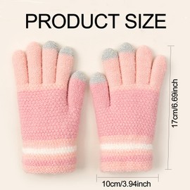 couduan Kids Gloves Knit Gloves for Boys and Girls,Kids Gloves 7-8 Years,Kids Warm Gloves Winter Gloves for Kids,Knit Stretchy Full Finger Gloves for Boys and Girls(Pink)