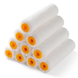 Mister Rui Paint Roller Covers, 10 Pieces, 4 Inch Paint Roller 6mm Nap, Microfiber Paint Rollers for Painting Walls, Cabinets, Trim, Use with All Paints and Stains