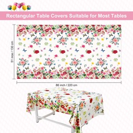 3 Pieces Floral Tablecloths, Colorful Flower Plastic Table Cloth Butterfly Rose Tablecovers for Summer Birthday Wedding Mothers Day Tea Party Decorations