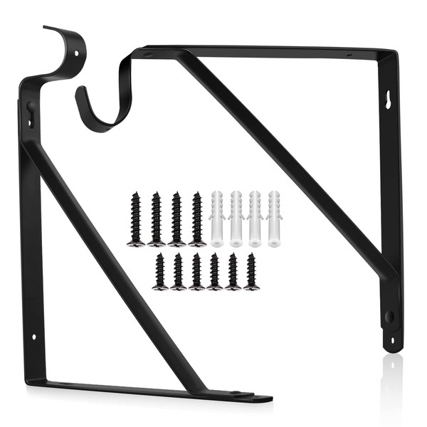 Closet Rod Bracket, Heavy Duty Shelf Bracket with Rod Holder,