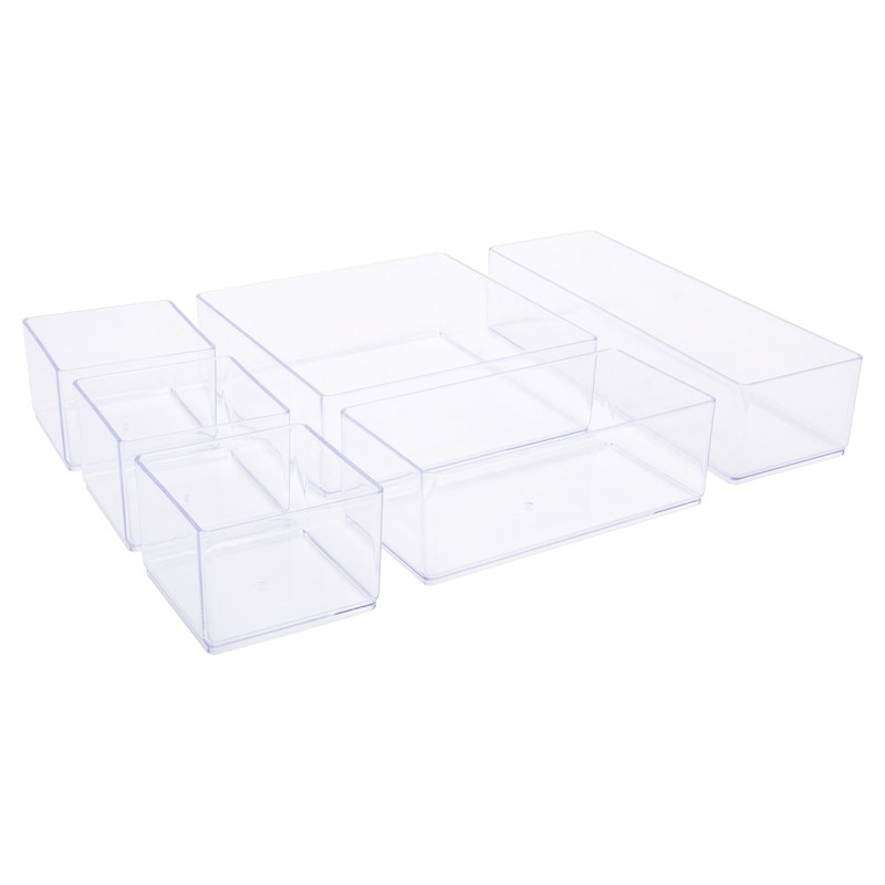 Bodico 6-Piece Vanity Plastic Makeup Organizer Tray, 11.81" x 8.58",