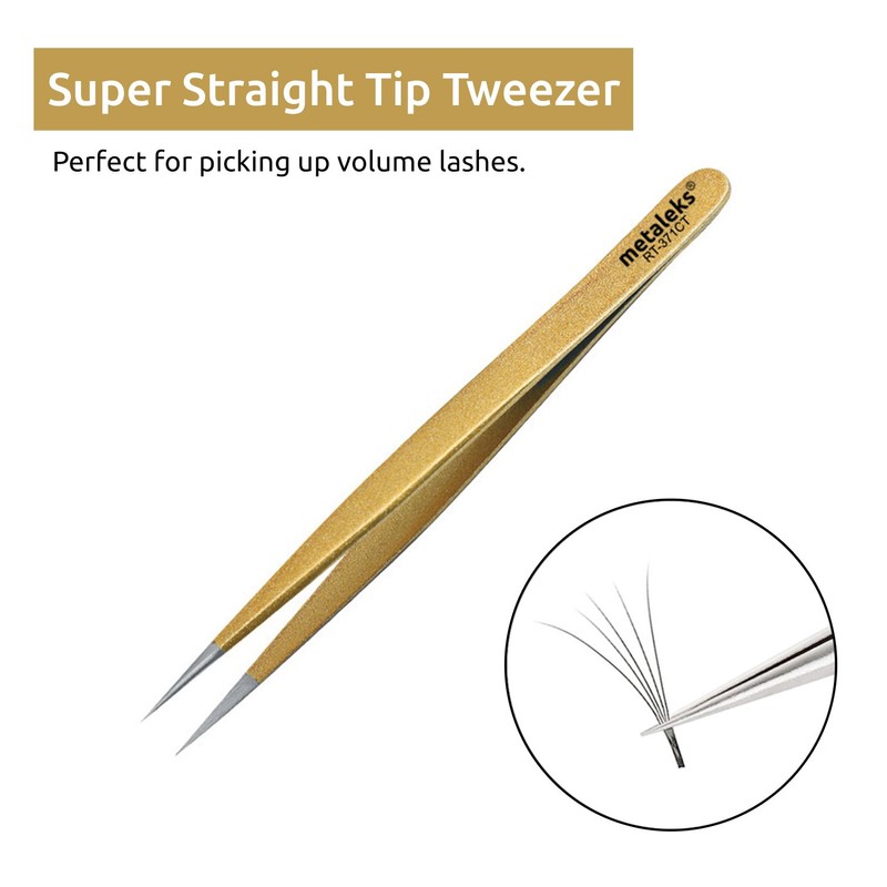 Tweezers for Eyelash Extension Hand Crafted Surgical Stainless Steel Metallic