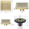 SEABEFORE Shower Drain 6 Inch Brushed Gold,Stainless Square Shower Floor