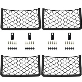 4Pcs Car Storage Net Bag with Frame & Screws - 36x18cm Elastic Campervan Organizer Mesh Pocket for Car Seat, Van, Motorhome, Caravan, Boat, Truck Accessories