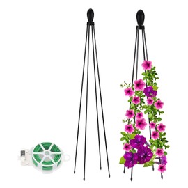 PATIKIL Garden Trellis for Climbing Plants Outdoor, 35" Plant Trellis with Gardening Wire Rope for Vine Vegetable Fruit Support Indoor, Bud Type