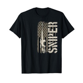 Sniper - USA American Flag, Military Sharpshooter T-Shirt for Women Men