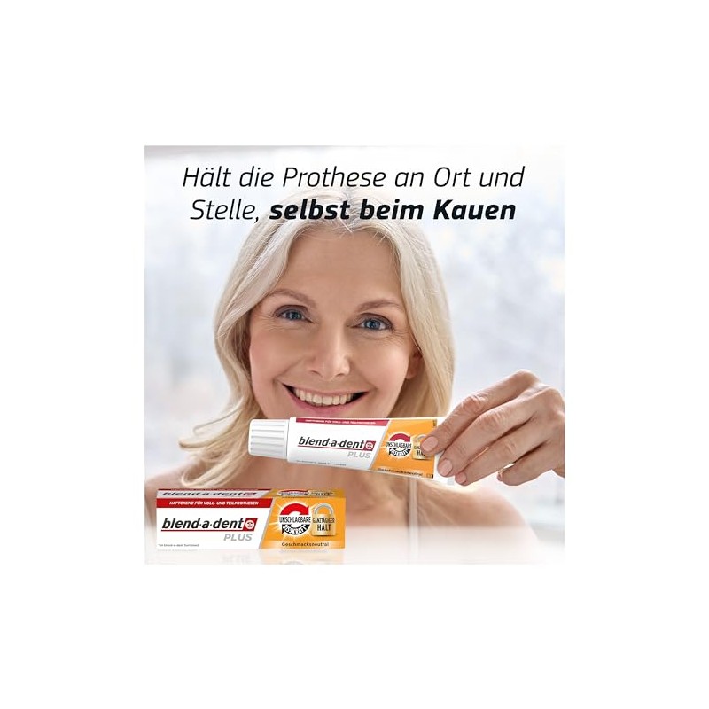 Blend-a-dent Plus Unschlagbare Bisskraft Haftcreme f√ºr Voll- und Teilprothesen, Made