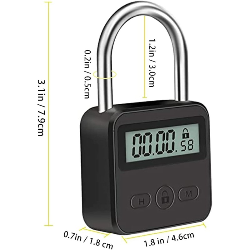Metal Timer Lock, LCD Display Multi-Function Electronic Time, 99 Hours