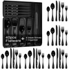 49-Piece Black Silverware Set with Organizer, Stainless Steel Flatware Set