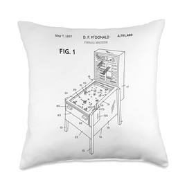 Pinball Machine Schematic Pinball Lover Arcade Gamer Pinball Throw Pillow