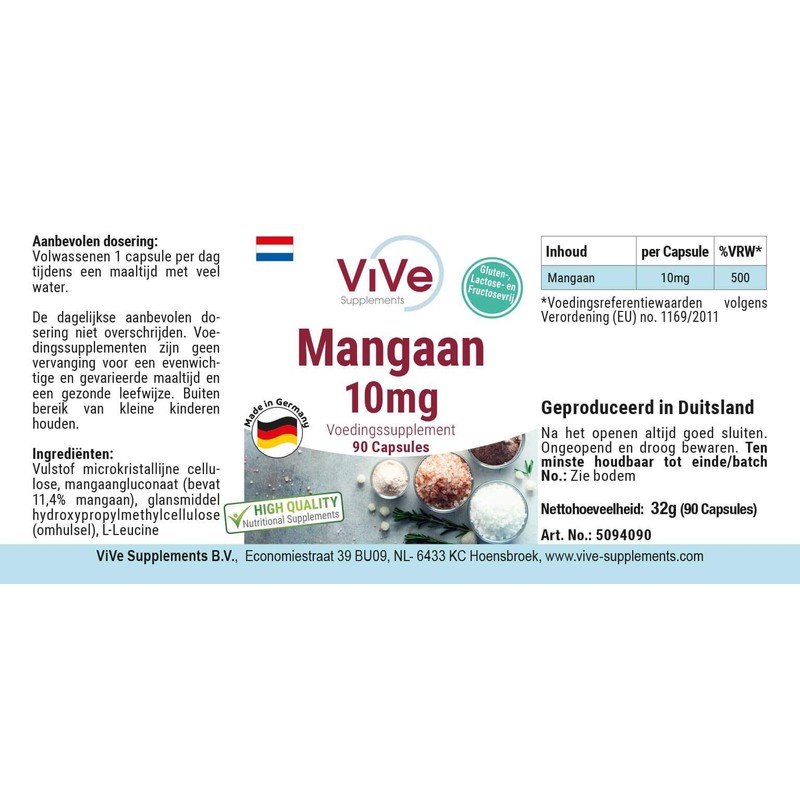 Manganese 10 mg - 90 Capsules - High Dose -