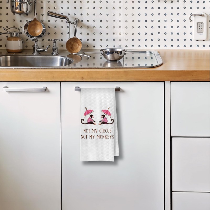 XIVENHAVM Chinoiserie Monkeys Kitchen Towels - Not My Circus Not