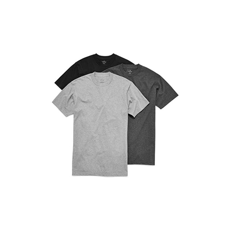 Stafford 3-Pack Men's Heavy Weight 100% Cotton Crew-Neck T-Shirt Black/Grey