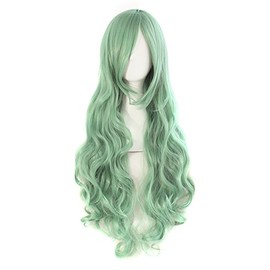 MapofBeauty 32" 80cm Long Hair Spiral Curly Cosplay Costume Wig (Gray Green)