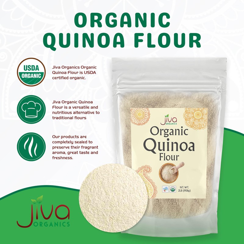 Jiva Organics Premium Quinoa Flour 2 LB Bag - Gluten