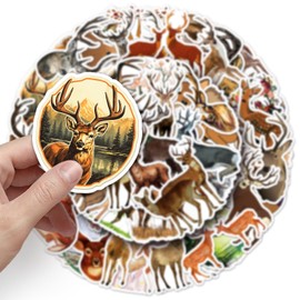 50 Pcs Deer Stickers,Deer Graffiti Stickers,Vinyl Waterproof Sticker for Kids Teens Girls,Phone Laptop Water Bottles Skateboard Computer Scrapbook Luggage Guitar Car Gifts Sticker