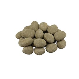 hmleaf 24 Pcs Stone-Like Ceramic Fibre Pebbles for Gas fireplaces, Stove, Gas firepit with White/Black/Grey/Khaki Color (Khaki)