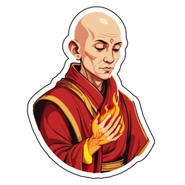 Set of 3 - Anime Fire Monk Decorative Die-Cut Vinyl Sticker Decal, Red and Gold,Auto, Wall, Laptop, Cell, Truck Sticker for Windows, Cars, Trucks,Or Any Smooth Surface