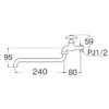SANEI JA10J-L2-13 Freedom Faucet Pipe Length 9.4 inches (240 mm)