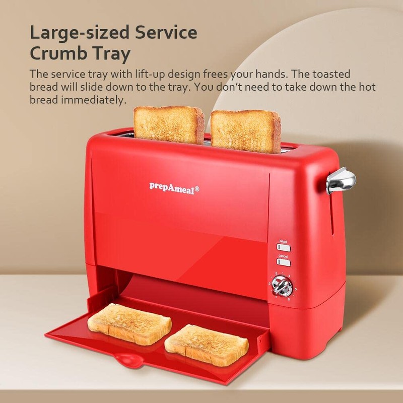 Long Slot Toaster 2 Slice Toaster with 6 Shade Settings,