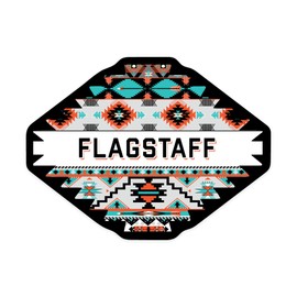 Die Cut Sticker Flagstaff, Arizona, Tribal Inspired Pattern, Orange and Blue, Contour Vinyl Sticker 3 to 6 inches, (Waterproof Decal for Cars, Water Bottles, Laptops, Coolers), Large