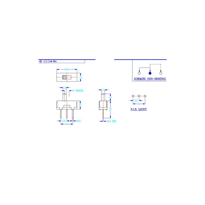 CLDIY Vertical Slide Switch High Knob 3 Pin 2 Position