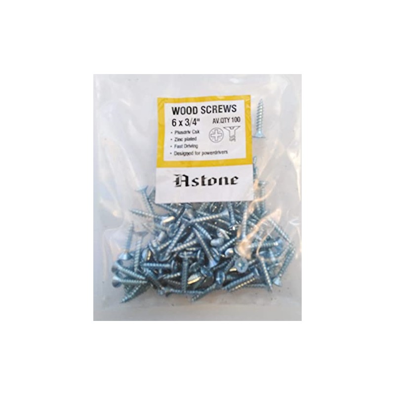 Astone Bright zinc Wood Screw Mini Packs (100, 6 X