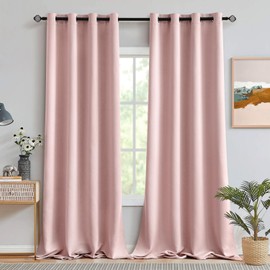 MIULEE Blackout Curtains 96 Inches Long for Bedroom Living Room Thermal Insulated Room Darkening Grommet Top Solid Light Blocking Drapery Set of 2 Window Panels Baby Pink
