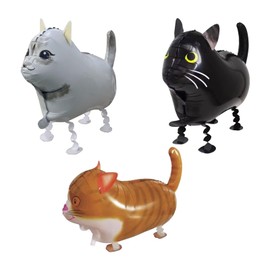 3 Pcs Cat Balloons Set, Cartoon Cat Head Foil Balloons, Cat Themed Birthday Baby Shower Party Decorations, Walking Animal Cat Balloons Cat Birthday Party Supplies