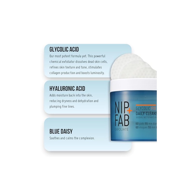 Nip + Fab Glycolic Fix Daily Cleansing Pads, 60 Pads