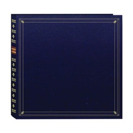 Pioneer 300 Pocket Memo Photo Album - Archival, Memo Space, European Bonded Leather, Bookshelf Design, Fits 3.5 x 5 Inch Photos - Navy Blue