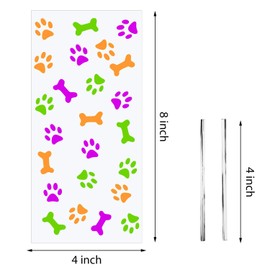 Maitys 100 Pcs Dog Paw Treat Bags Dog Cellophane Bags for Goodie Candy Bulk 8 x 4 Inch Party Favor Supplies(Colorful)