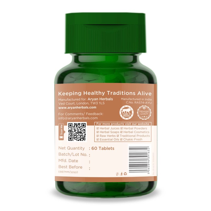 Aryan Herbals Neem (Indian Lilac) 60 Tablets of 500 MG