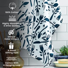 Candy Cottons Cute Decorative Kitchen Towels Spoon & Fork Printed Valentine Retro Spring Easter Basket Hand Dish Towels for Colorful Bar Counter Mop Tea Towels 18x28 Inch 3 pc Set