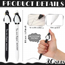 MotiMind 30 Pcs Thank You Gifts Positive Pens Bulk Inspirational Team Building Affirmation Gifts Motivational Quotes Appreciation Gifts for Coworker Employees Stocking Stuffers for Class (Penguin)