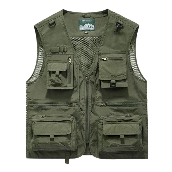 Men's & Youth Outdoor Fishing Vest,Army Green Work Safari Travel