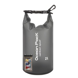 Vonmerie PVC Dry Bag wasserdichte Tasche | Wasserfester Packsack Seesack Beutel Waterproof,Enthält einen Wasserdichten Rucksack und eine wasserdichte Handytasche (schwarz, 5L)