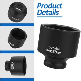 Timsec 1-1/2" Water Heater Element Wrench with 1/2" Drive 6-Point Socket