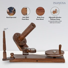 Inanosa Handcrafted Jumbo Yarn Winder for Crocheting Set - Yarn Ball Winder Large Capacity with Anti-Slip Foam Base, Perfect Yarn Winder and Swift for All Yarn Types - Rosewood (Winder + Swift)