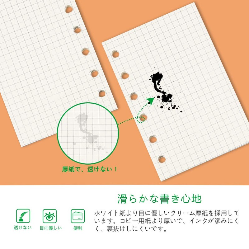 LEOBRO Notepad Refills, Mini 6 Holes (Set of 4), 0.2