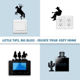 Peacoblue Light Switch Plate Stickers Labels Decals 6Pcs 7"x7" Cowboys and Horse for Home House Office Kitchen Decorative, Funny Peel and Stick Light Wall Outlet Stickers for Switch Decoration