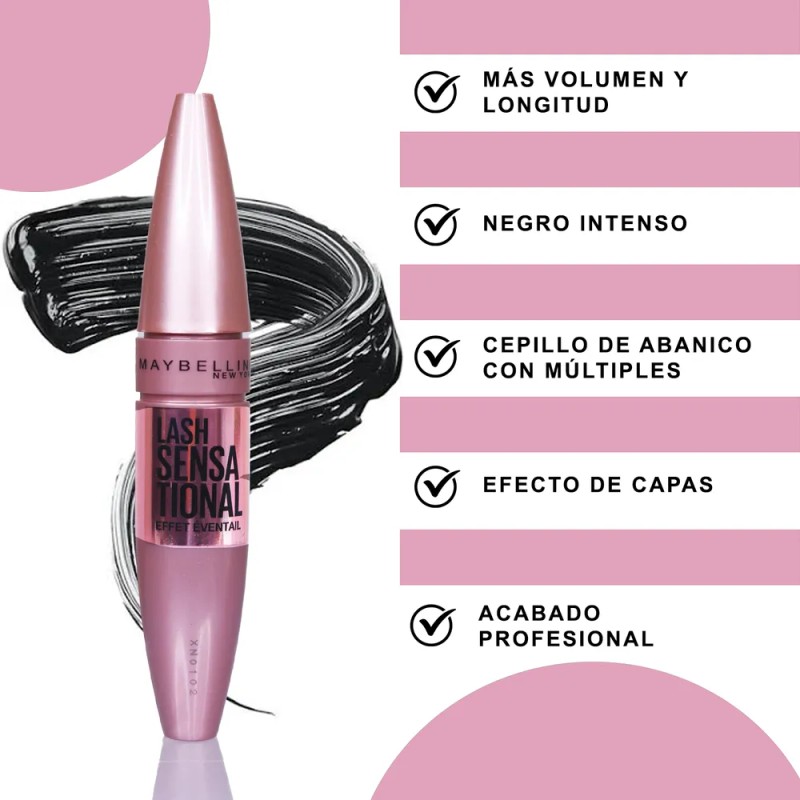Máscara De Pestañas Maybelline New York Lash Sensatational Negro