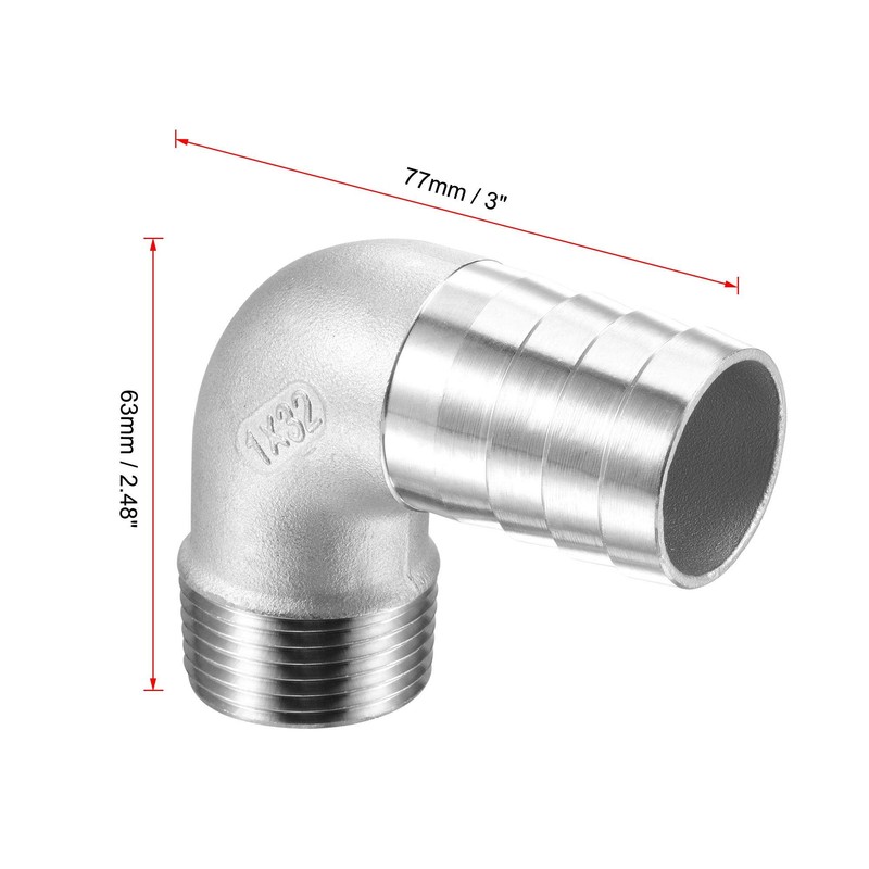 sourcing map 304 Stainless Steel Hose Barb Fitting Elbow, 32mm